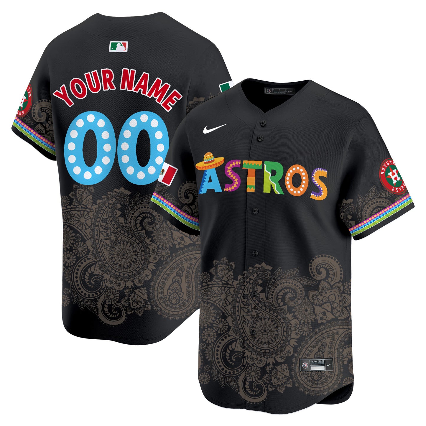 Astros Paisley Mexico Vapor Premier Limited Custom Jersey V5 - Printed