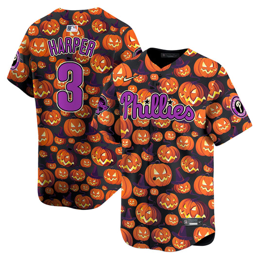 Phillies Pumpkin Halloween Vapor Premier Limited Jersey - Printed