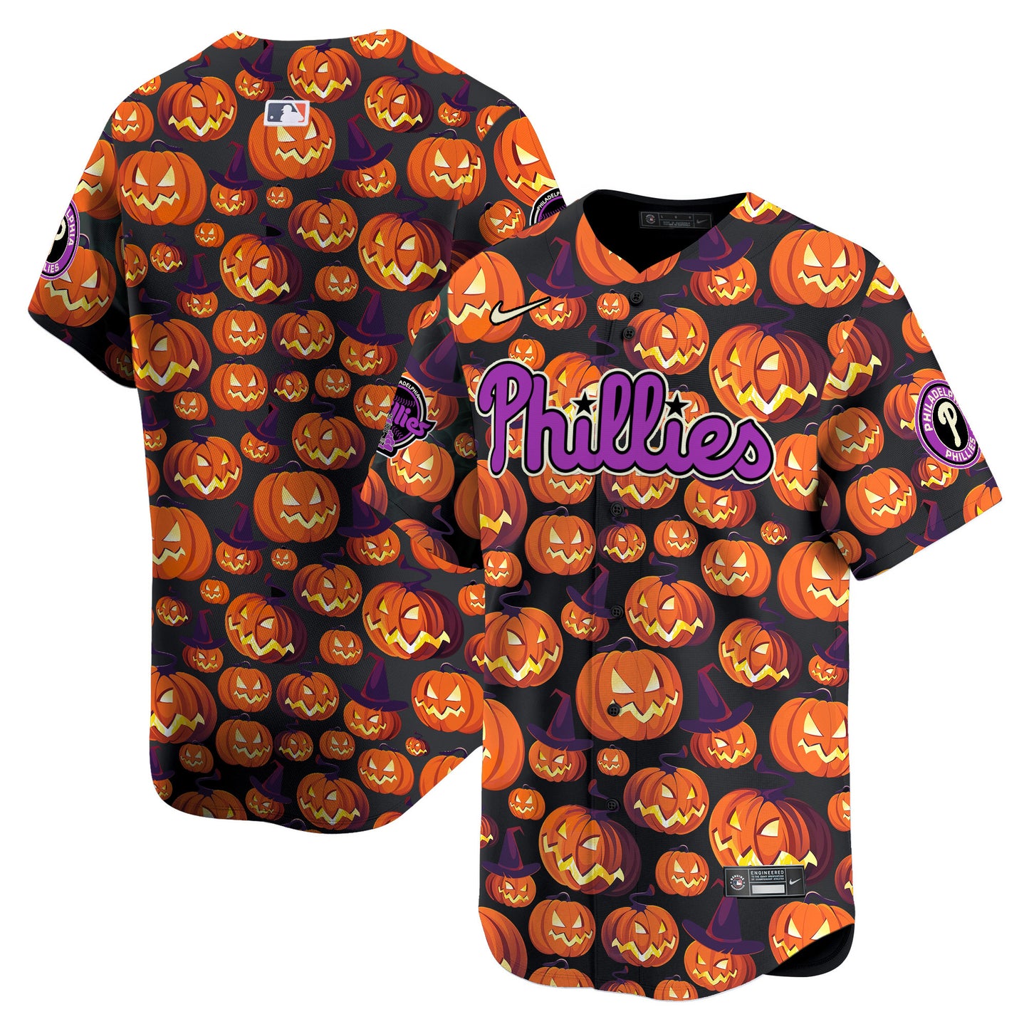 Phillies Pumpkin Halloween Vapor Premier Limited Jersey - Printed