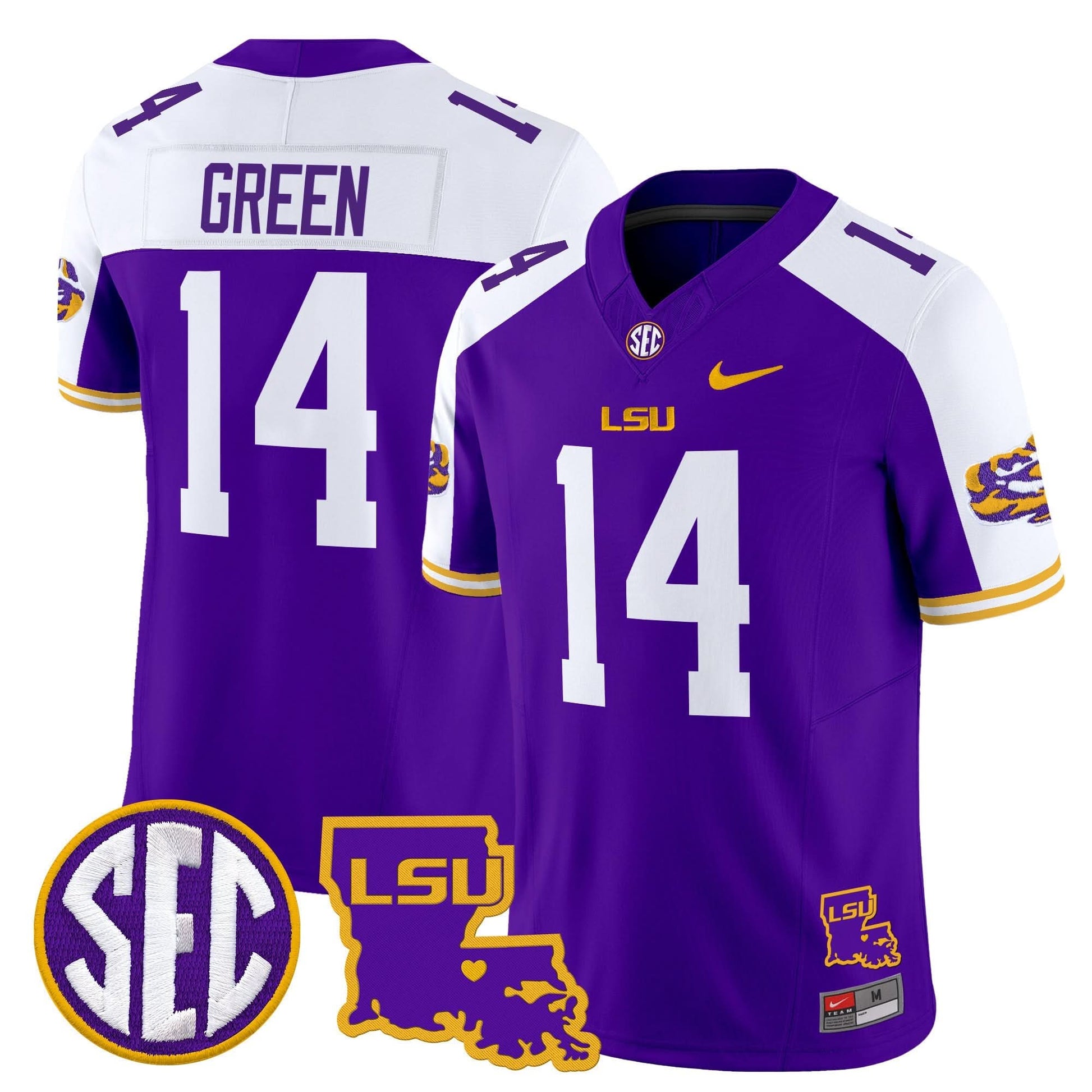 Men's LSU Tigers 2025 Louisiana Patch Vapor Limited Jersey - All Stitched