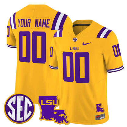 LSU Tigers 2025 Louisiana Patch Vapor Limited Custom Jersey - All Stitched