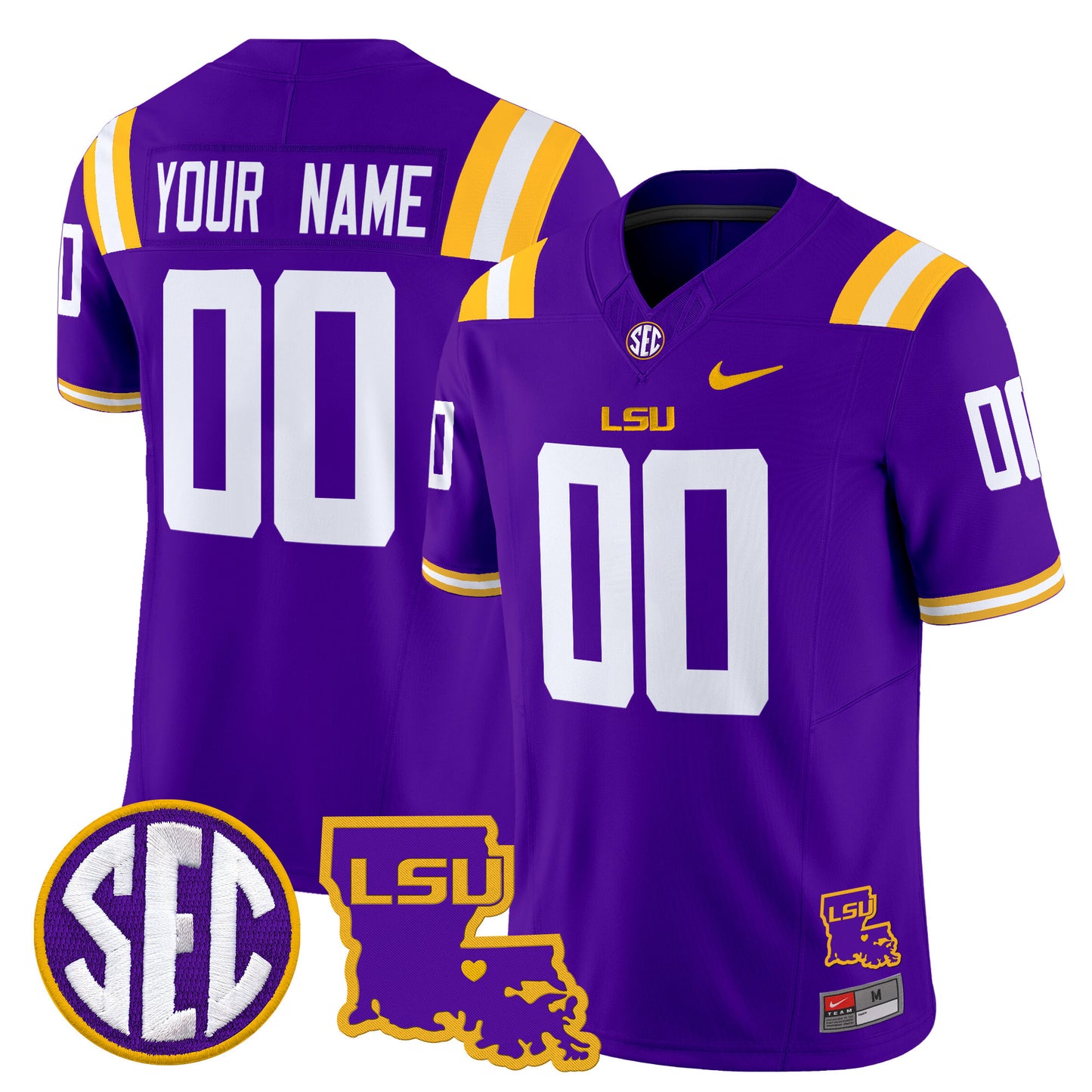 LSU Tigers 2024 Louisiana Patch Vapor Limited Custom Jersey - All Stitched