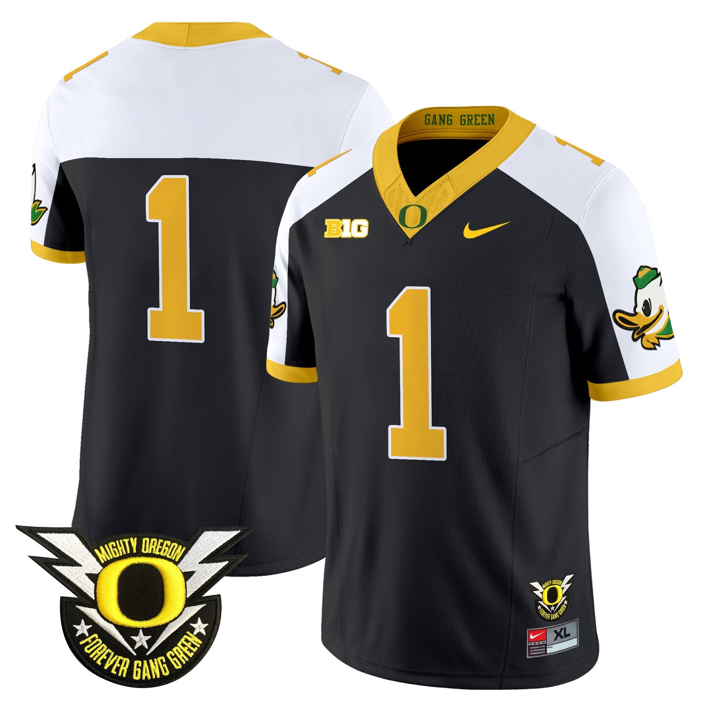 Oregon Ducks 2024 Forever Gang Green & BIG Patch Vapor Limited Jersey - All Stitched