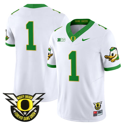 Oregon Ducks 2024 Forever Gang Green & BIG Patch Vapor Limited Jersey - All Stitched