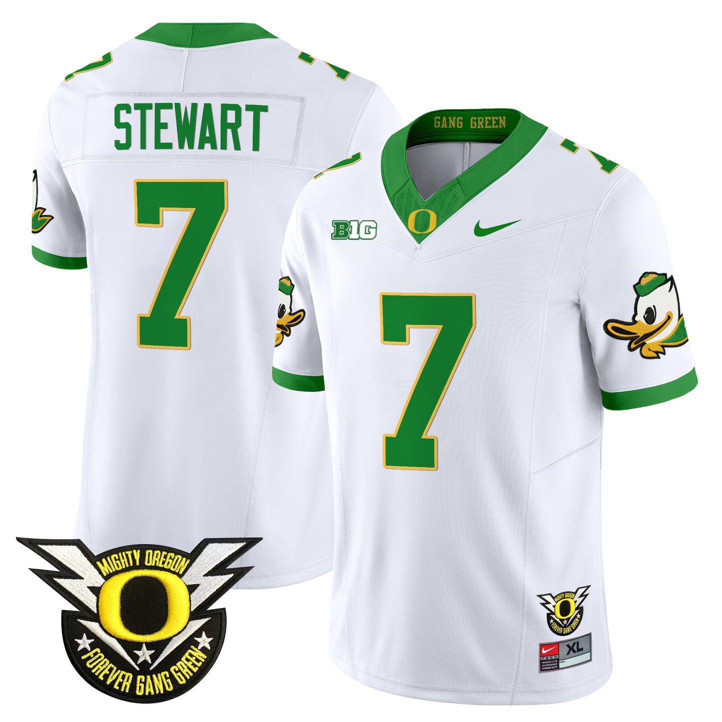 Oregon Ducks 2024 Forever Gang Green & BIG Patch Vapor Limited Jersey - All Stitched