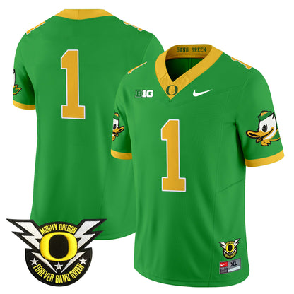 Oregon Ducks 2024 Forever Gang Green & BIG Patch Vapor Limited Jersey - All Stitched