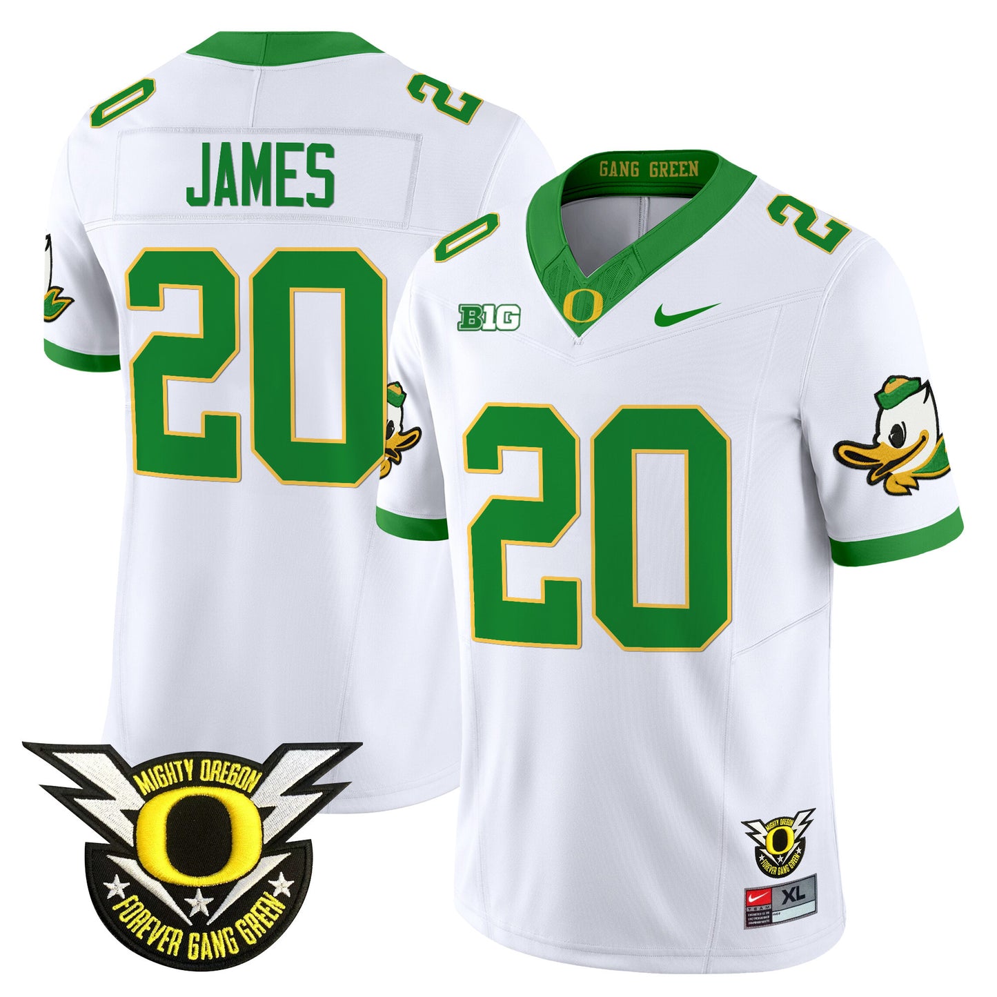 Oregon Ducks 2024 Forever Gang Green & BIG Patch Vapor Limited Jersey - All Stitched