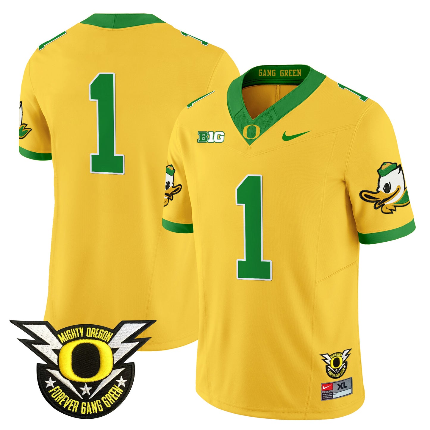 Oregon Ducks 2024 Forever Gang Green & BIG Patch Vapor Limited Jersey - All Stitched