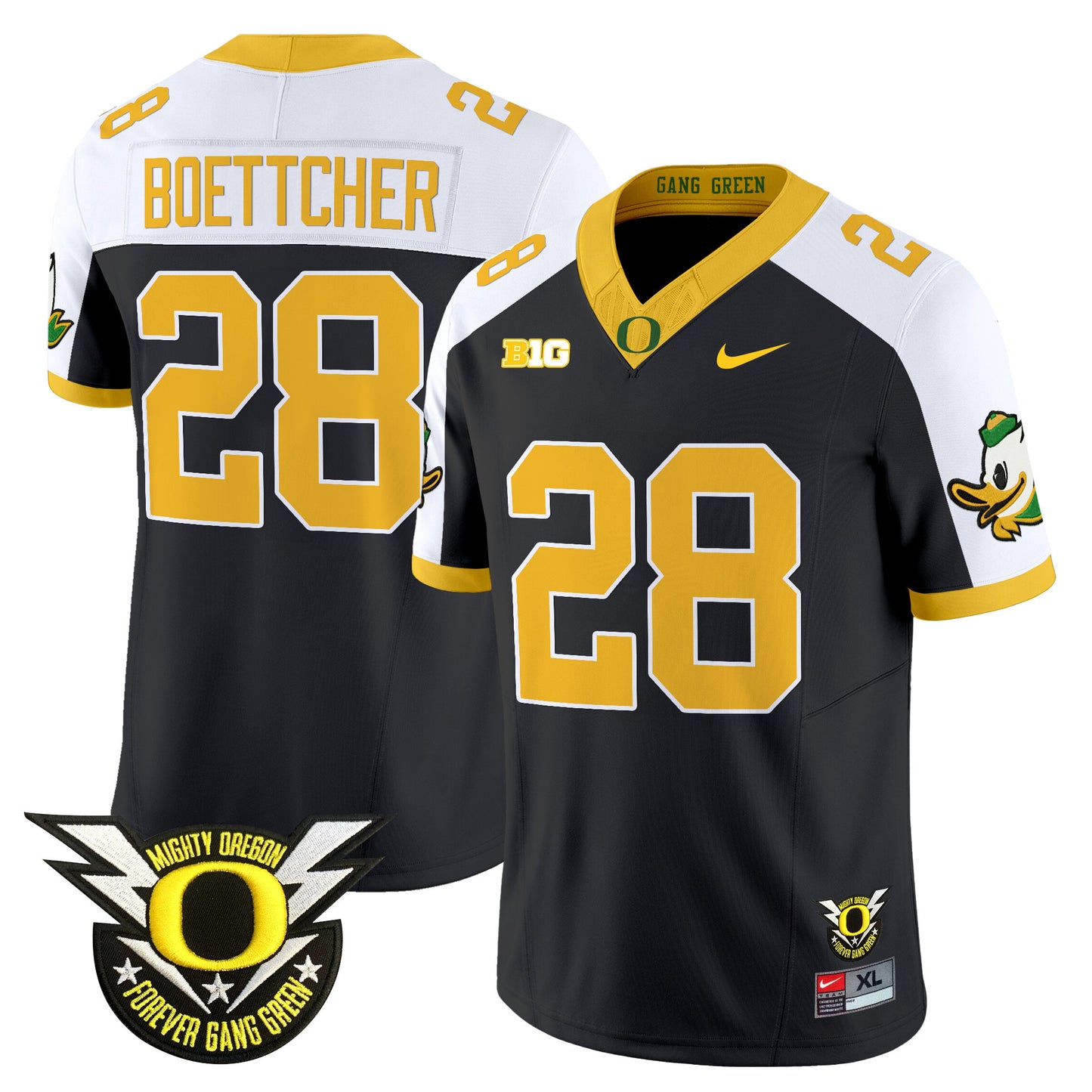 Oregon Ducks 2024 Forever Gang Green & BIG Patch Vapor Limited Jersey - All Stitched