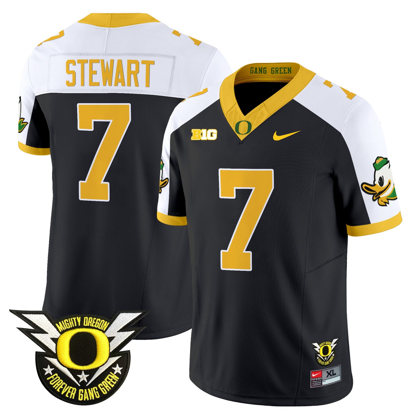 Oregon Ducks 2024 Forever Gang Green & BIG Patch Vapor Limited Jersey - All Stitched