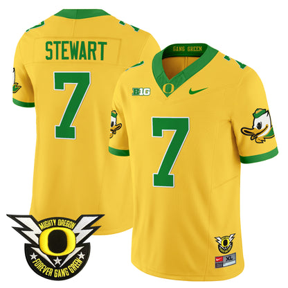 Oregon Ducks 2024 Forever Gang Green & BIG Patch Vapor Limited Jersey - All Stitched