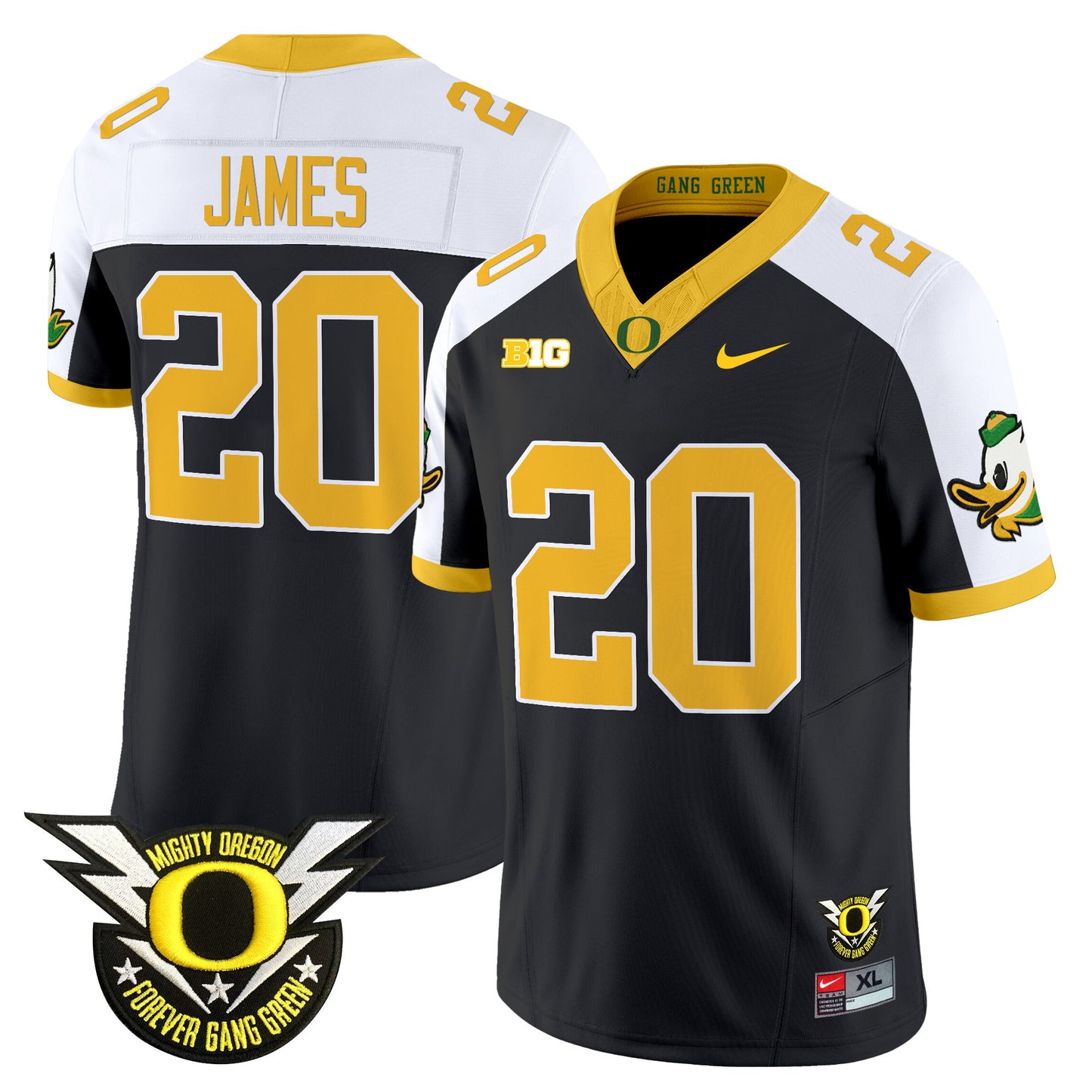 Oregon Ducks 2024 Forever Gang Green & BIG Patch Vapor Limited Jersey - All Stitched