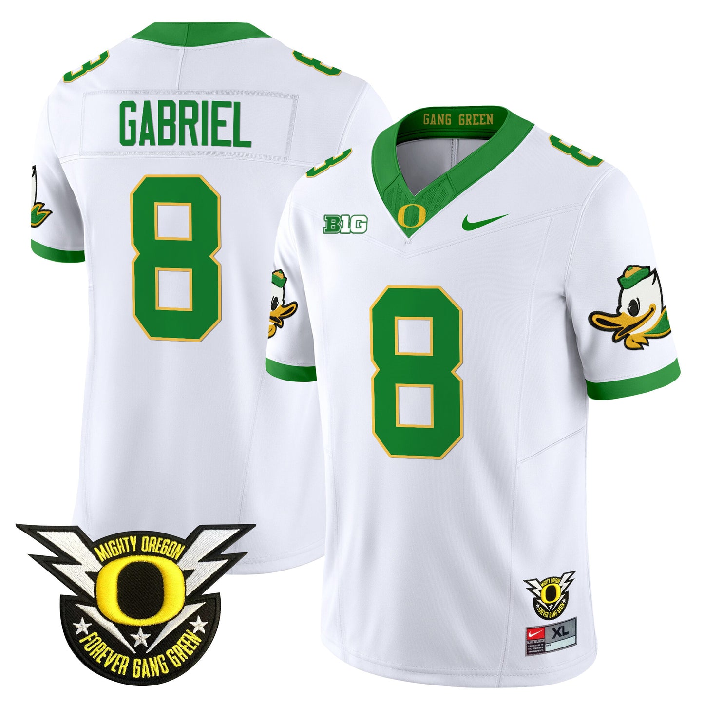 Oregon Ducks 2024 Forever Gang Green & BIG Patch Vapor Limited Jersey - All Stitched