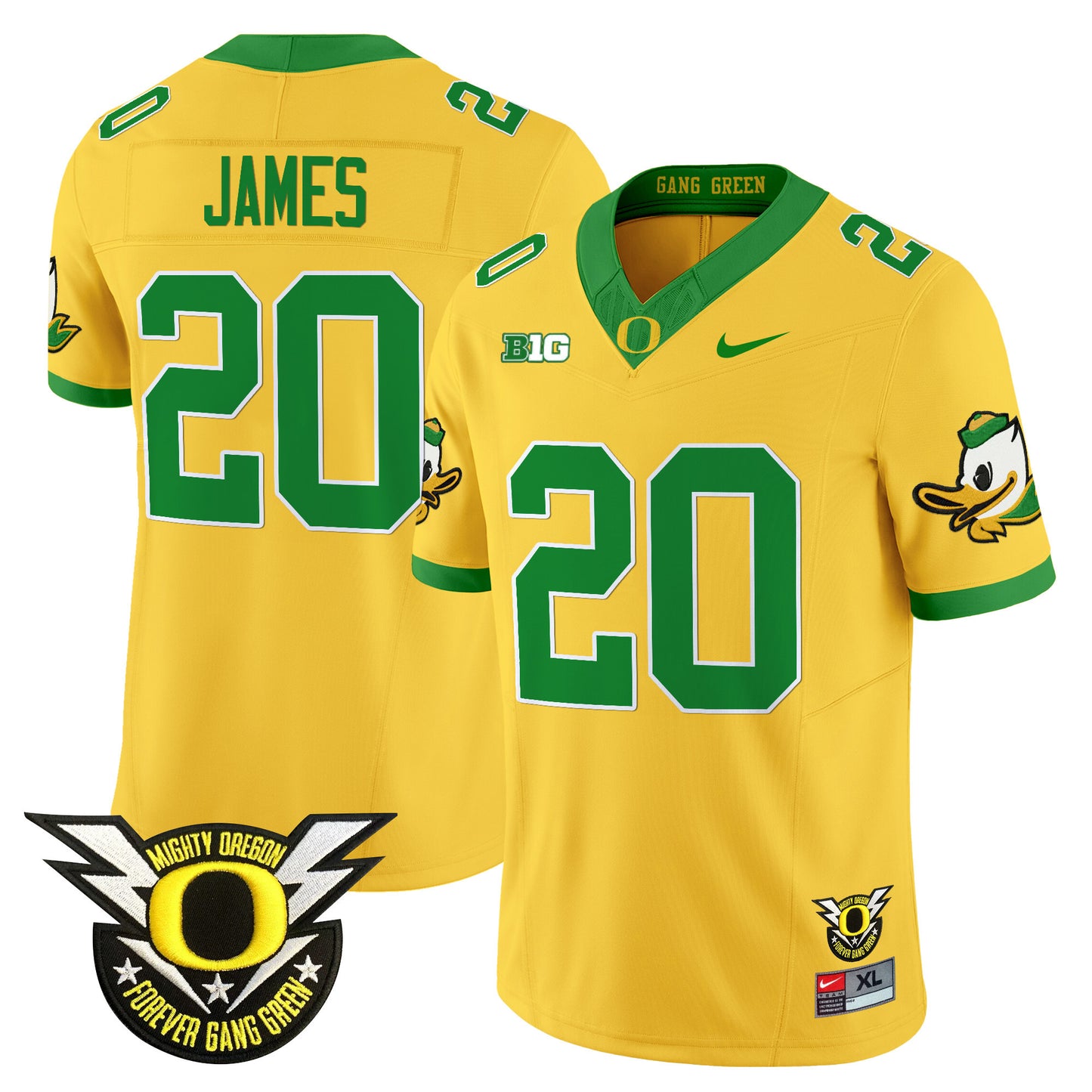 Oregon Ducks 2024 Forever Gang Green & BIG Patch Vapor Limited Jersey - All Stitched