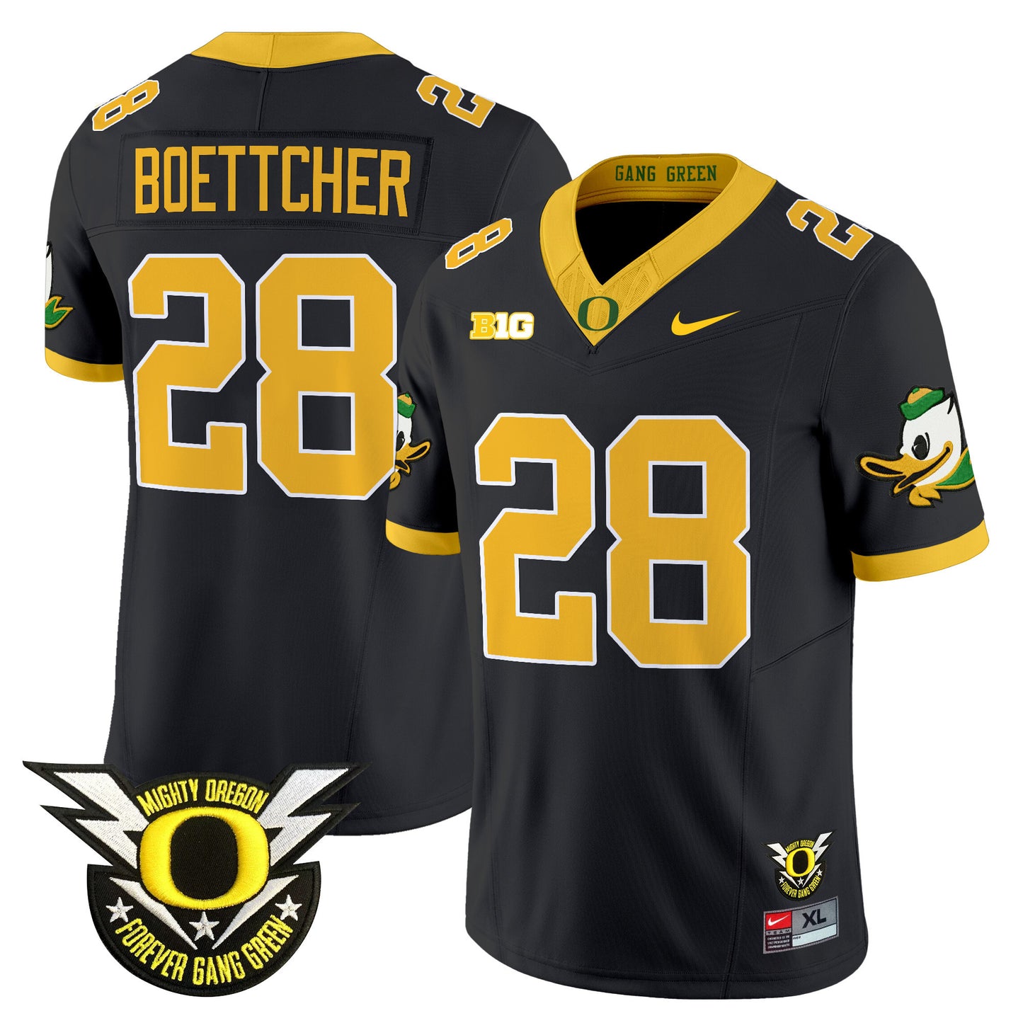 Oregon Ducks 2024 Forever Gang Green & BIG Patch Vapor Limited Jersey - All Stitched