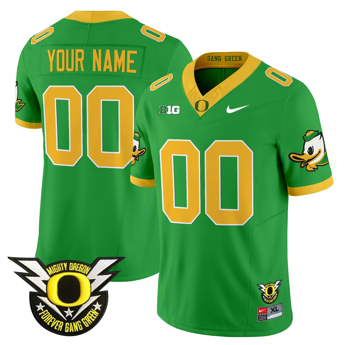 Oregon Ducks 2024 Forever Gang Green & BIG Patch Vapor Limited Custom Jersey - All Stitched