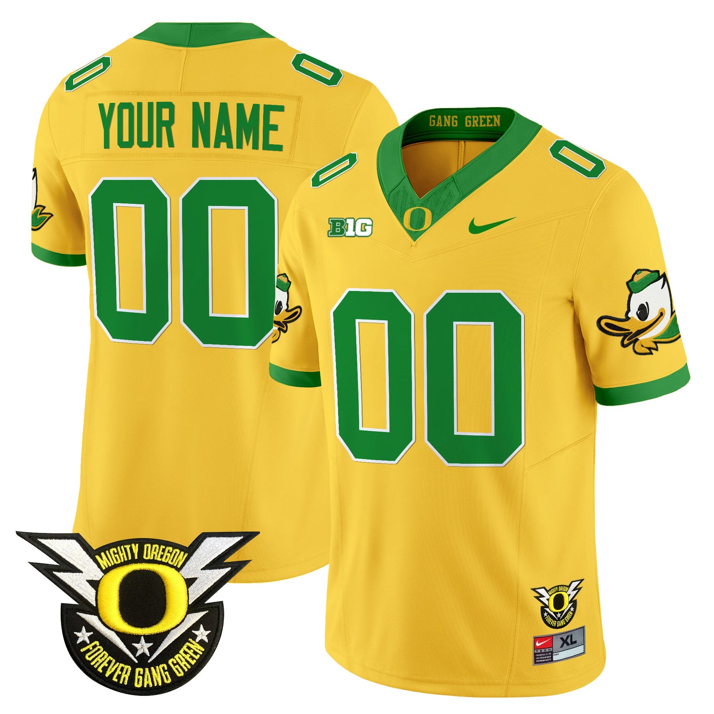 Oregon Ducks 2024 Forever Gang Green & BIG Patch Vapor Limited Custom Jersey - All Stitched