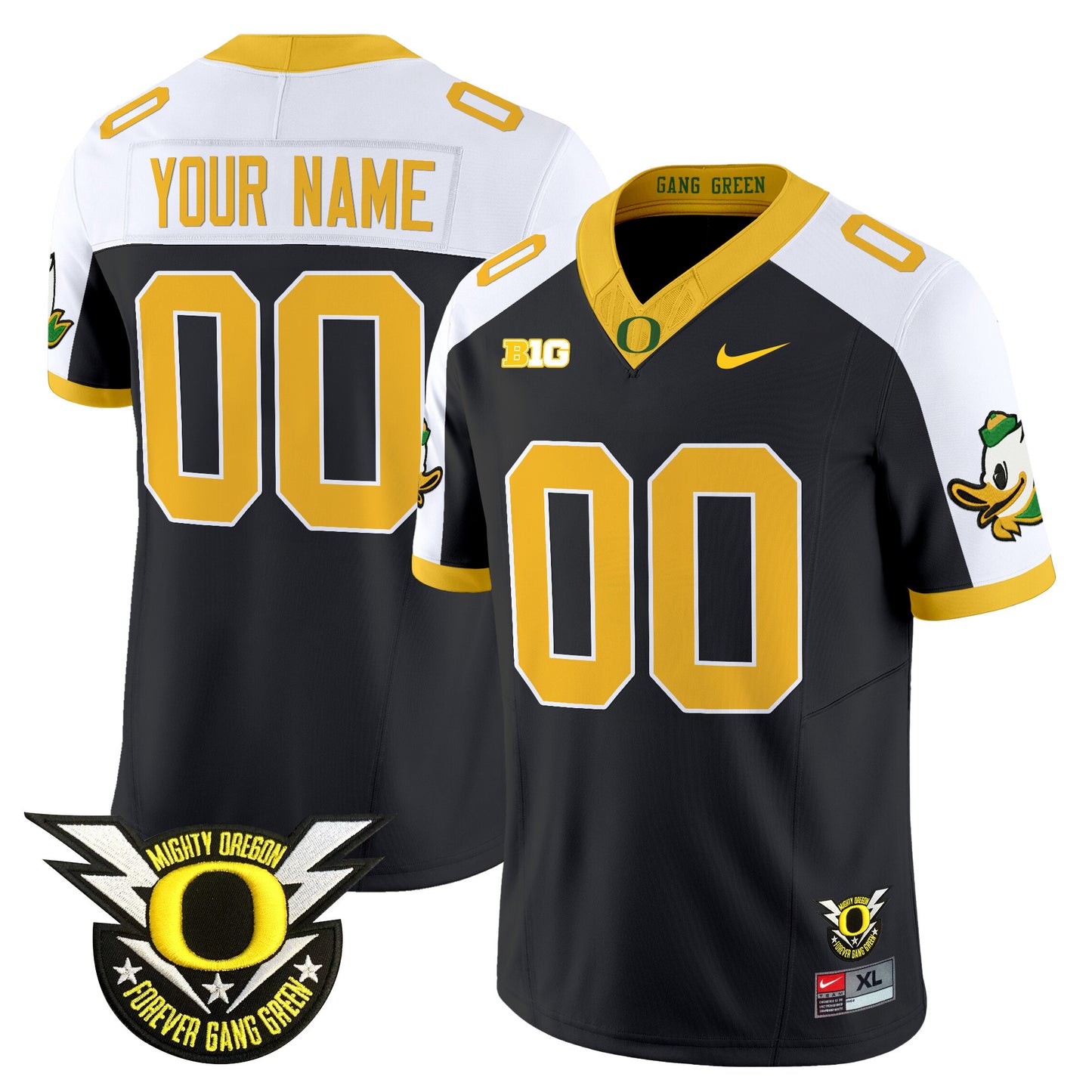 Oregon Ducks 2024 Forever Gang Green & BIG Patch Vapor Limited Custom Jersey - All Stitched