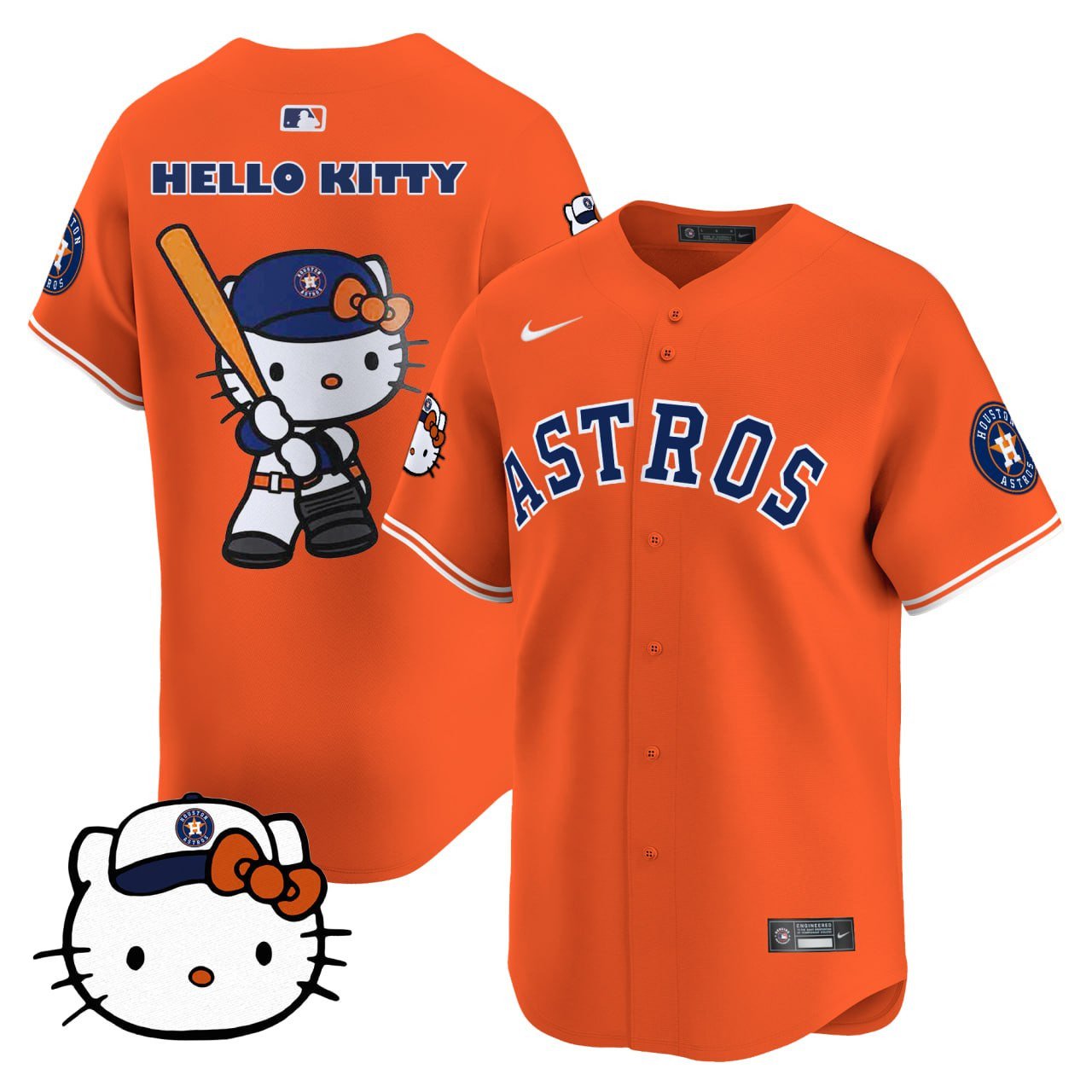 Hello Kitty Houston Astros Orange Jersey - All Stitched