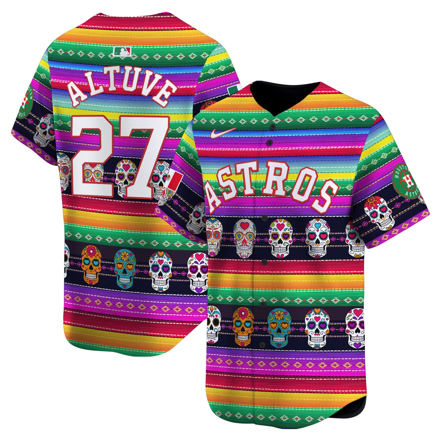 Astros Mexican Serape Sugar Skull Vapor Premier Limited Jersey - Printed