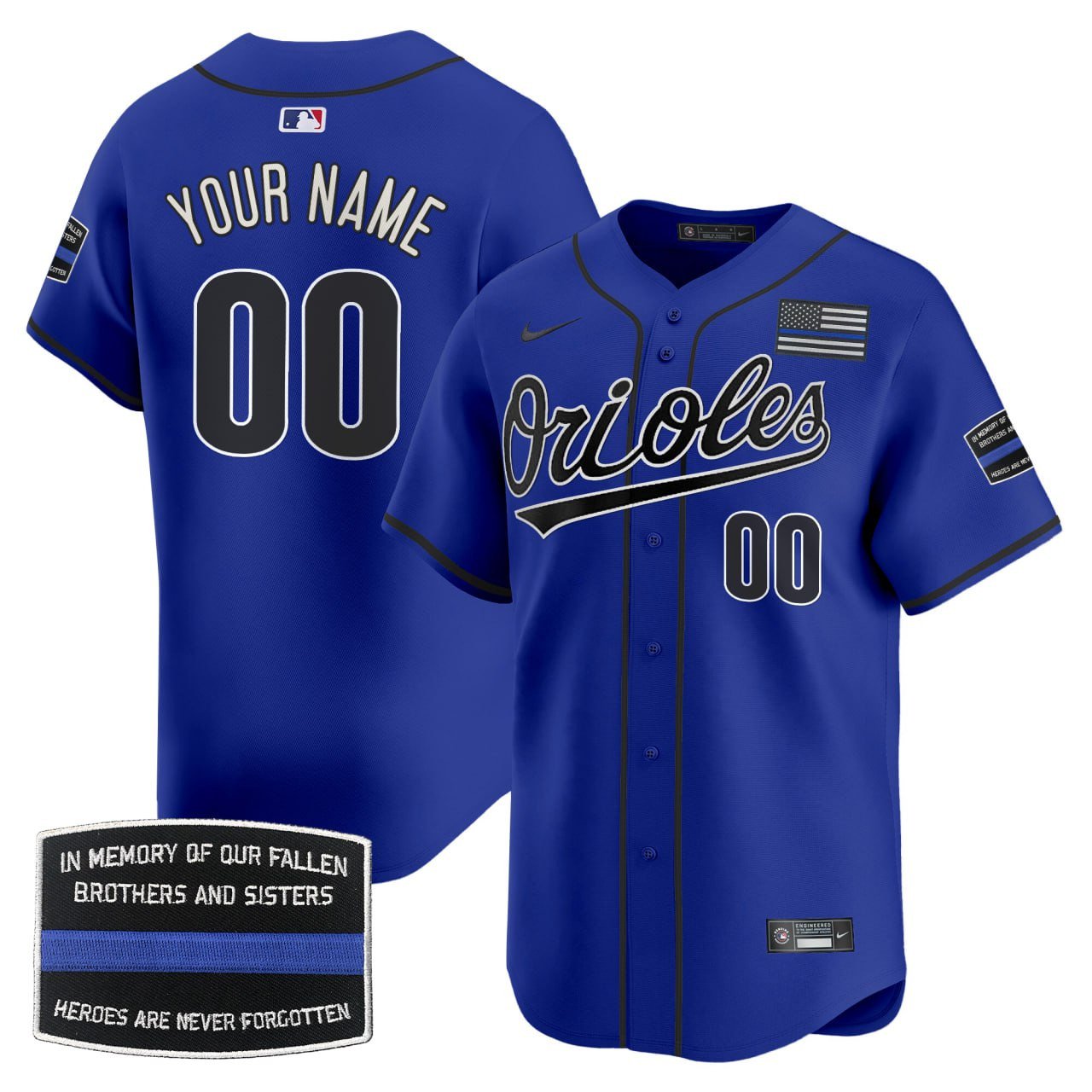 Baltimore Orioles Blue Custom Jersey - All Stitched