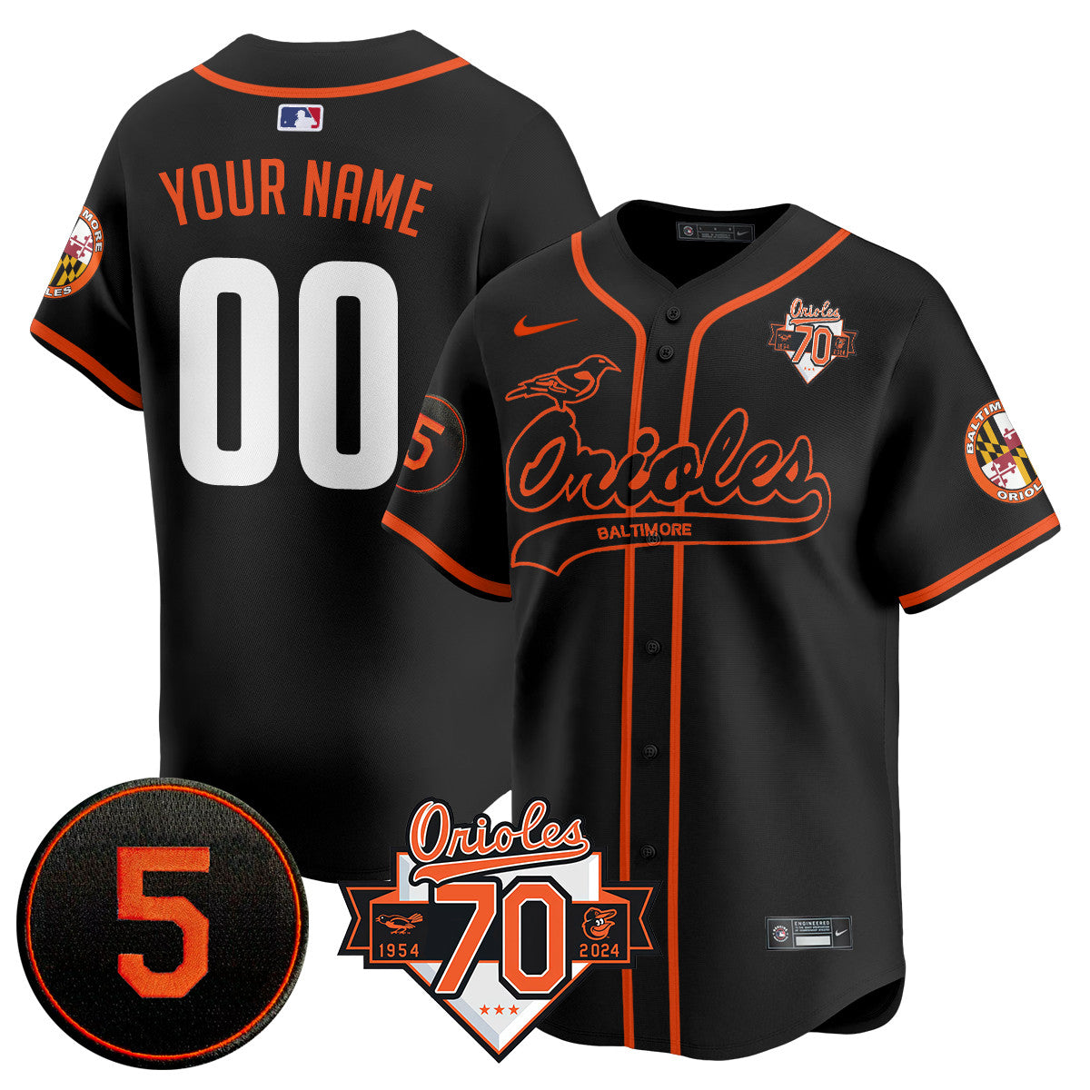 Custom Orioles 1954-2024 - The Orioles Jersey - All Stitched