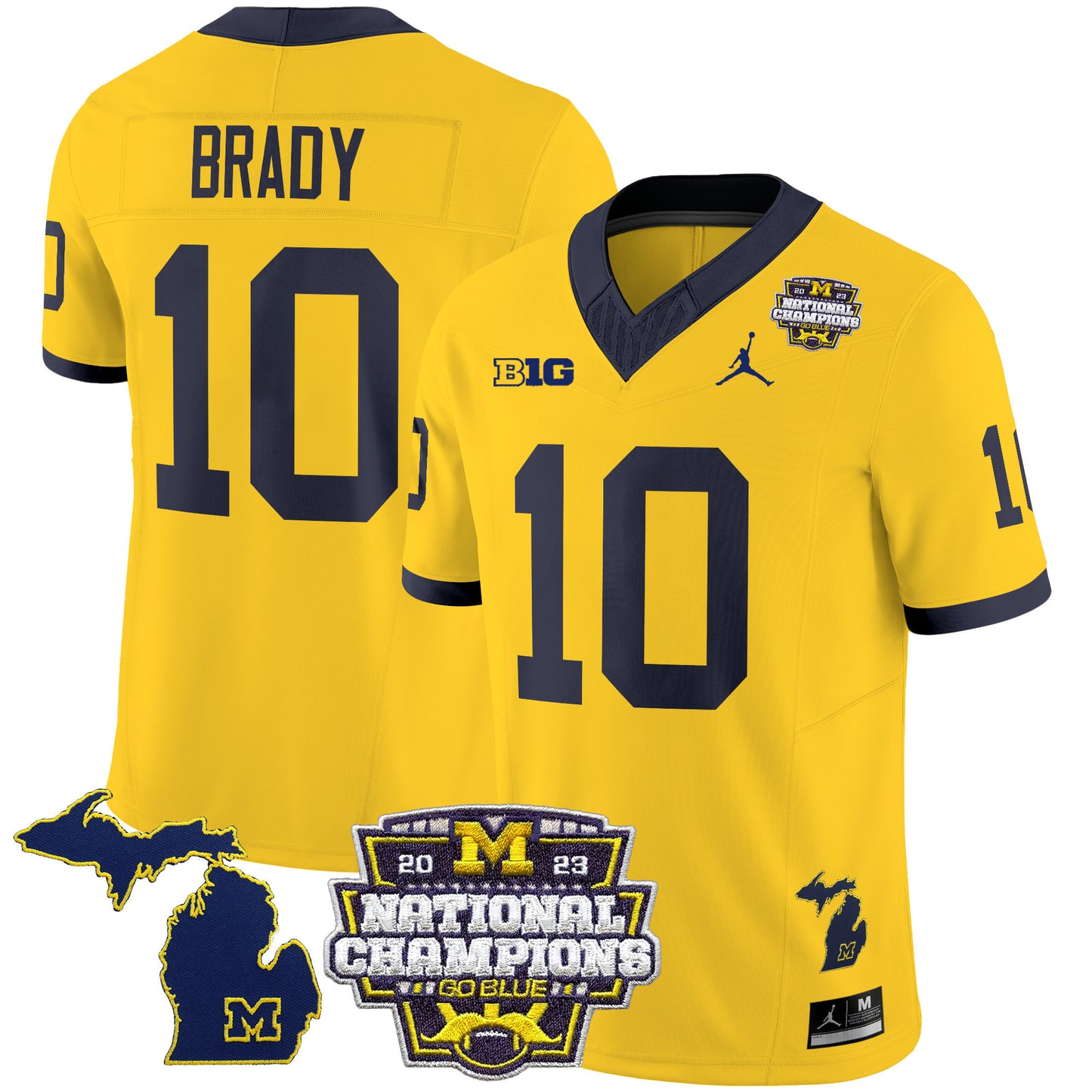 Michigan Wolverines 2023 National Champions Patch Vapor Jersey V6 - All Stitched