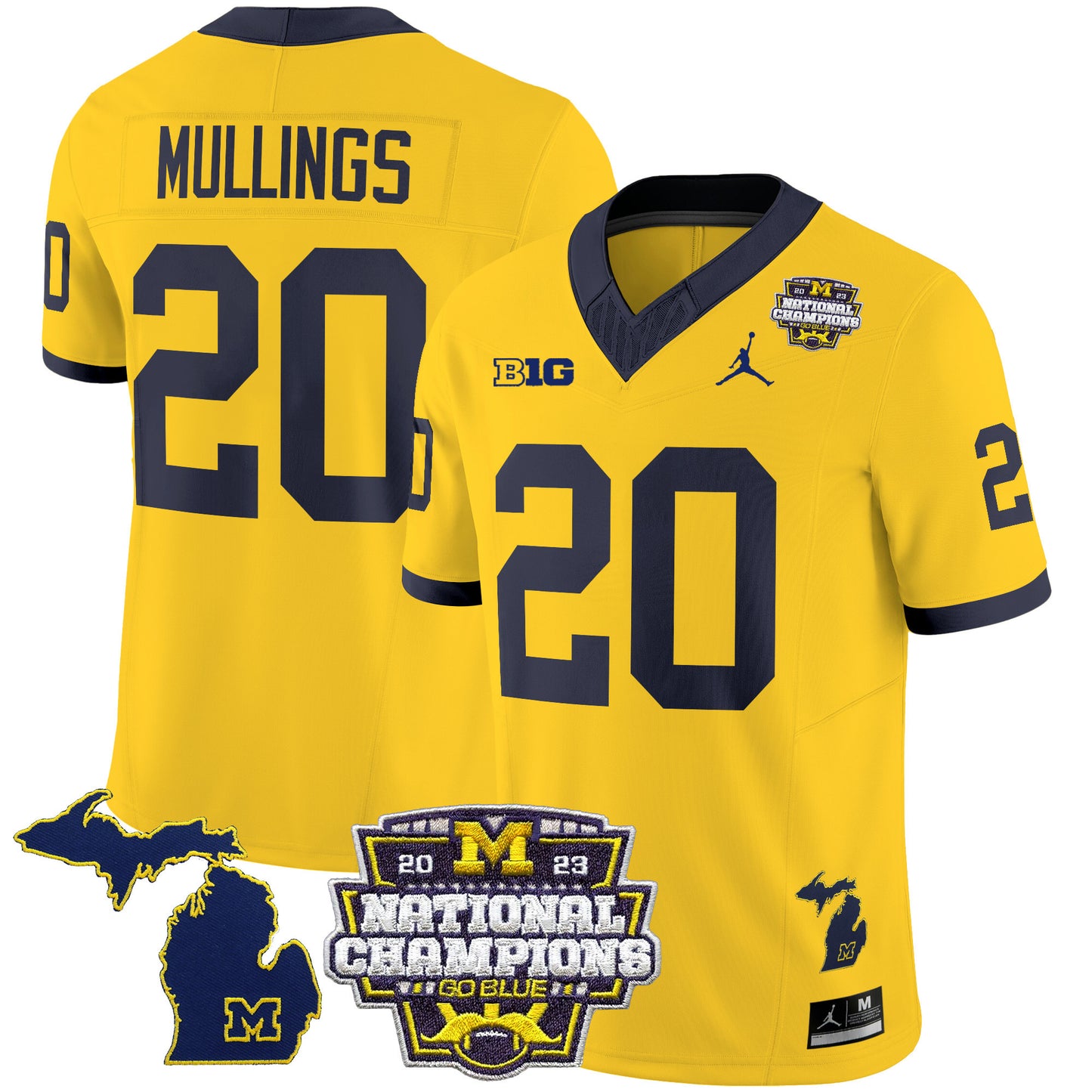 Michigan Wolverines 2023 National Champions Patch Vapor Jersey V6 - All Stitched