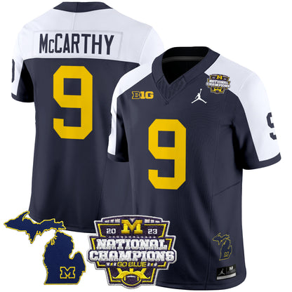 Michigan Wolverines 2023 National Champions Patch Vapor Jersey V6 - All Stitched