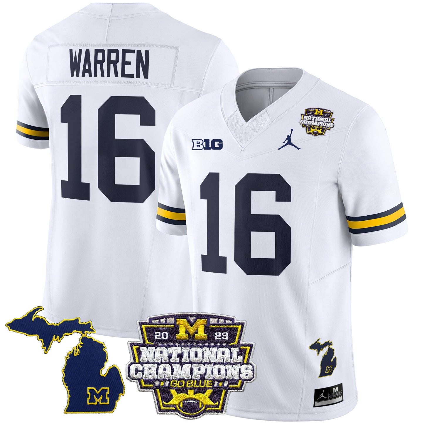 Michigan Wolverines 2023 National Champions Patch Vapor Jersey V6 - All Stitched