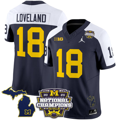 Michigan Wolverines 2023 National Champions Patch Vapor Jersey V6 - All Stitched