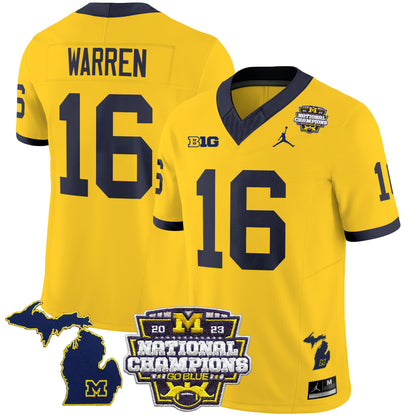 Michigan Wolverines 2023 National Champions Patch Vapor Jersey V6 - All Stitched