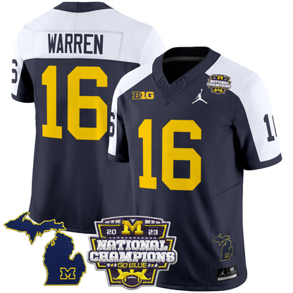 Michigan Wolverines 2023 National Champions Patch Vapor Jersey V6 - All Stitched