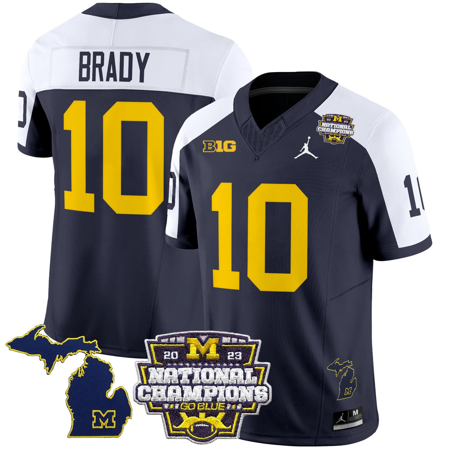 Michigan Wolverines 2023 National Champions Patch Vapor Jersey V6 - All Stitched