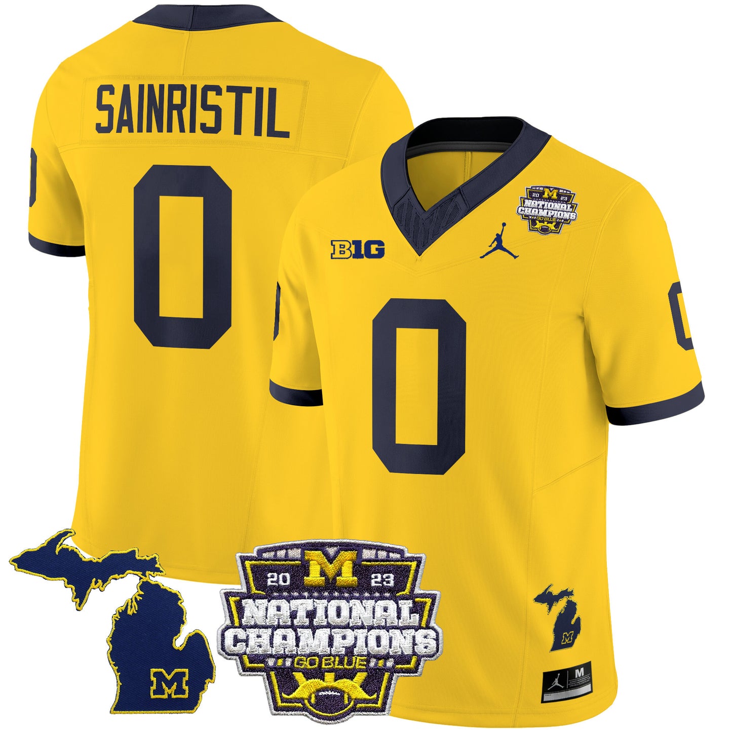 Michigan Wolverines 2023 National Champions Patch Vapor Jersey V6 - All Stitched