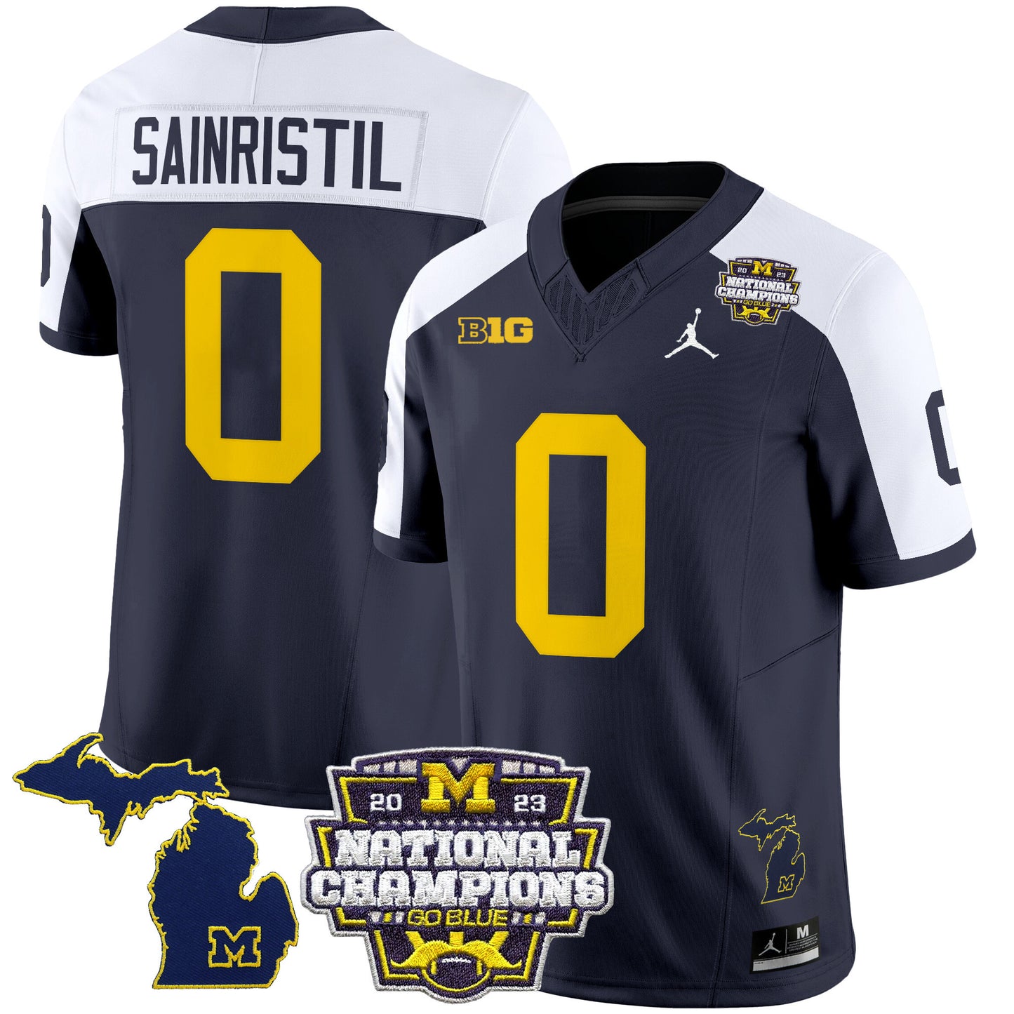 Michigan Wolverines 2023 National Champions Patch Vapor Jersey V6 - All Stitched