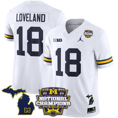 Michigan Wolverines 2023 National Champions Patch Vapor Jersey V6 - All Stitched