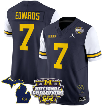 Michigan Wolverines 2023 National Champions Patch Vapor Jersey V6 - All Stitched