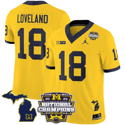 Michigan Wolverines 2023 National Champions Patch Vapor Jersey V6 - All Stitched