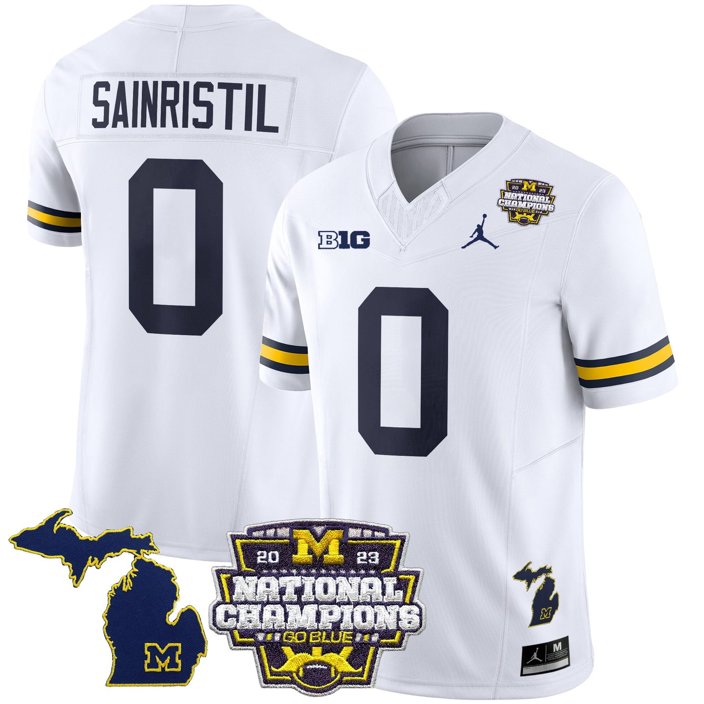 Michigan Wolverines 2023 National Champions Patch Vapor Jersey V6 - All Stitched