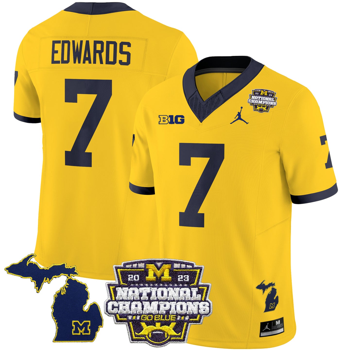 Michigan Wolverines 2023 National Champions Patch Vapor Jersey V6 - All Stitched