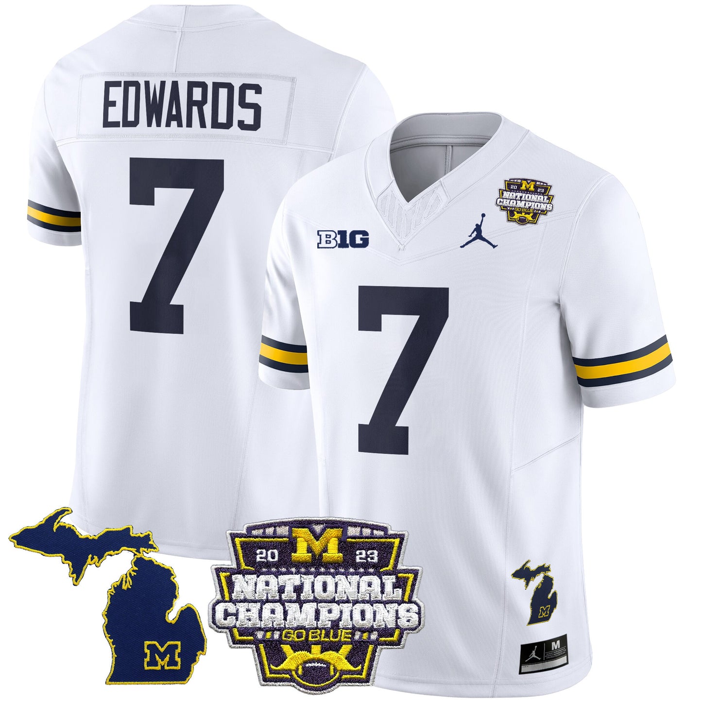 Michigan Wolverines 2023 National Champions Patch Vapor Jersey V6 - All Stitched