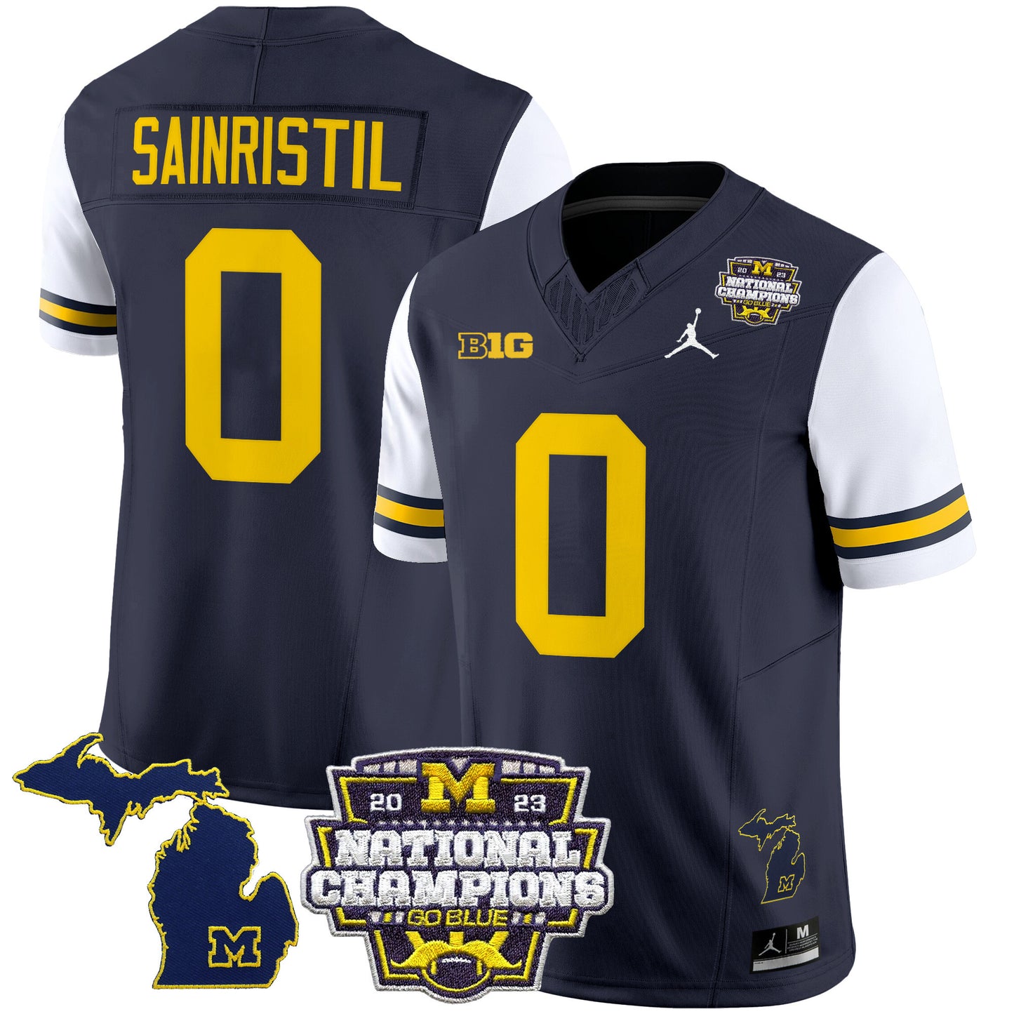 Michigan Wolverines 2023 National Champions Patch Vapor Jersey V6 - All Stitched