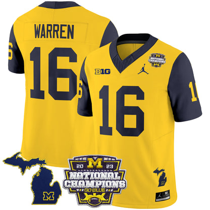 Michigan Wolverines 2023 National Champions Patch Vapor Jersey V6 - All Stitched