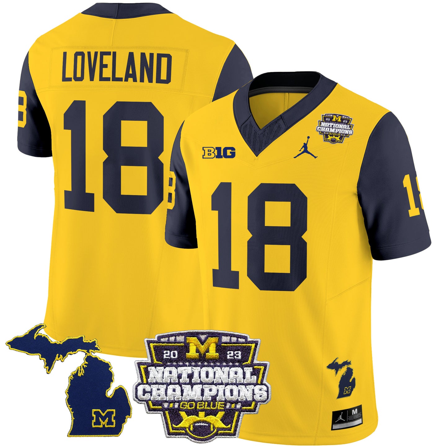 Michigan Wolverines 2023 National Champions Patch Vapor Jersey V6 - All Stitched