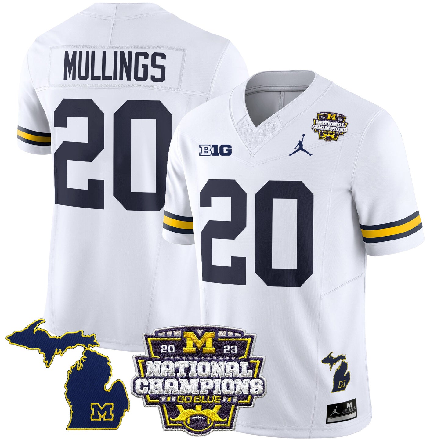 Michigan Wolverines 2023 National Champions Patch Vapor Jersey V6 - All Stitched