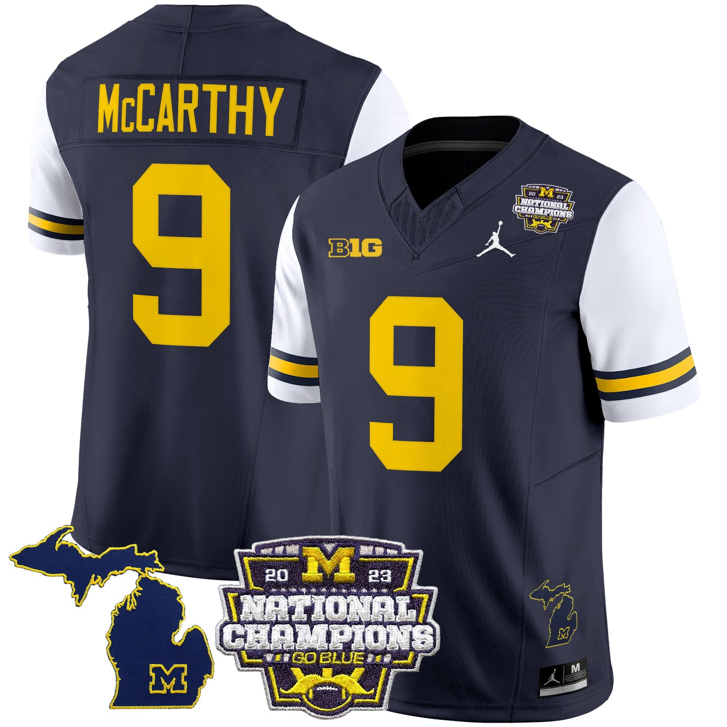 Michigan Wolverines 2023 National Champions Patch Vapor Jersey V6 - All Stitched