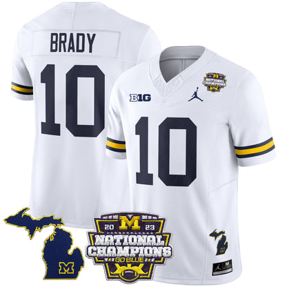 Michigan Wolverines 2023 National Champions Patch Vapor Jersey V6 - All Stitched