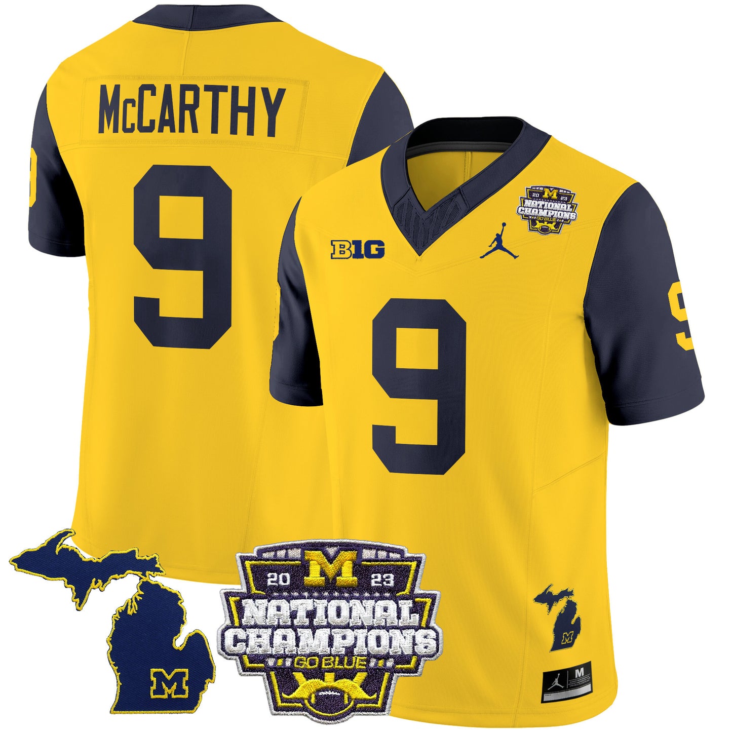 Michigan Wolverines 2023 National Champions Patch Vapor Jersey V6 - All Stitched