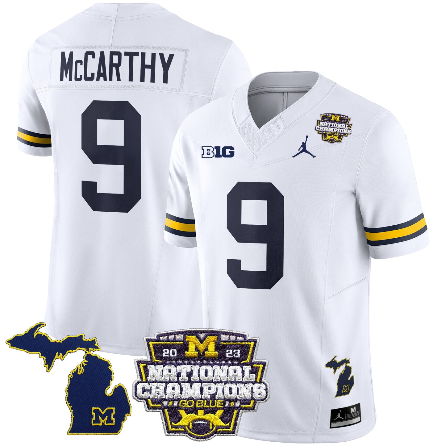 Michigan Wolverines 2023 National Champions Patch Vapor Jersey V6 - All Stitched